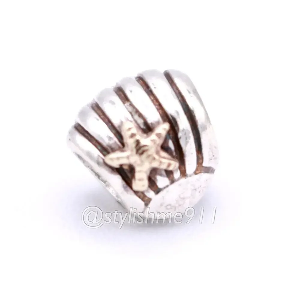 PANDORA Silver Sea Shell Charm with 14K Gold - 790249